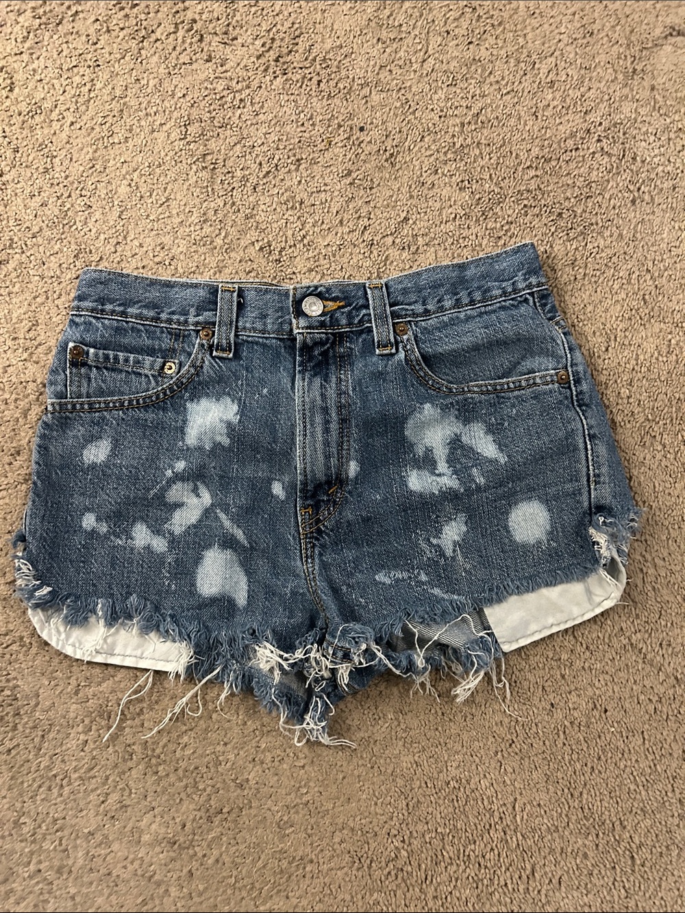 Levi's Distressed Bleached Denim Shorts - Blue